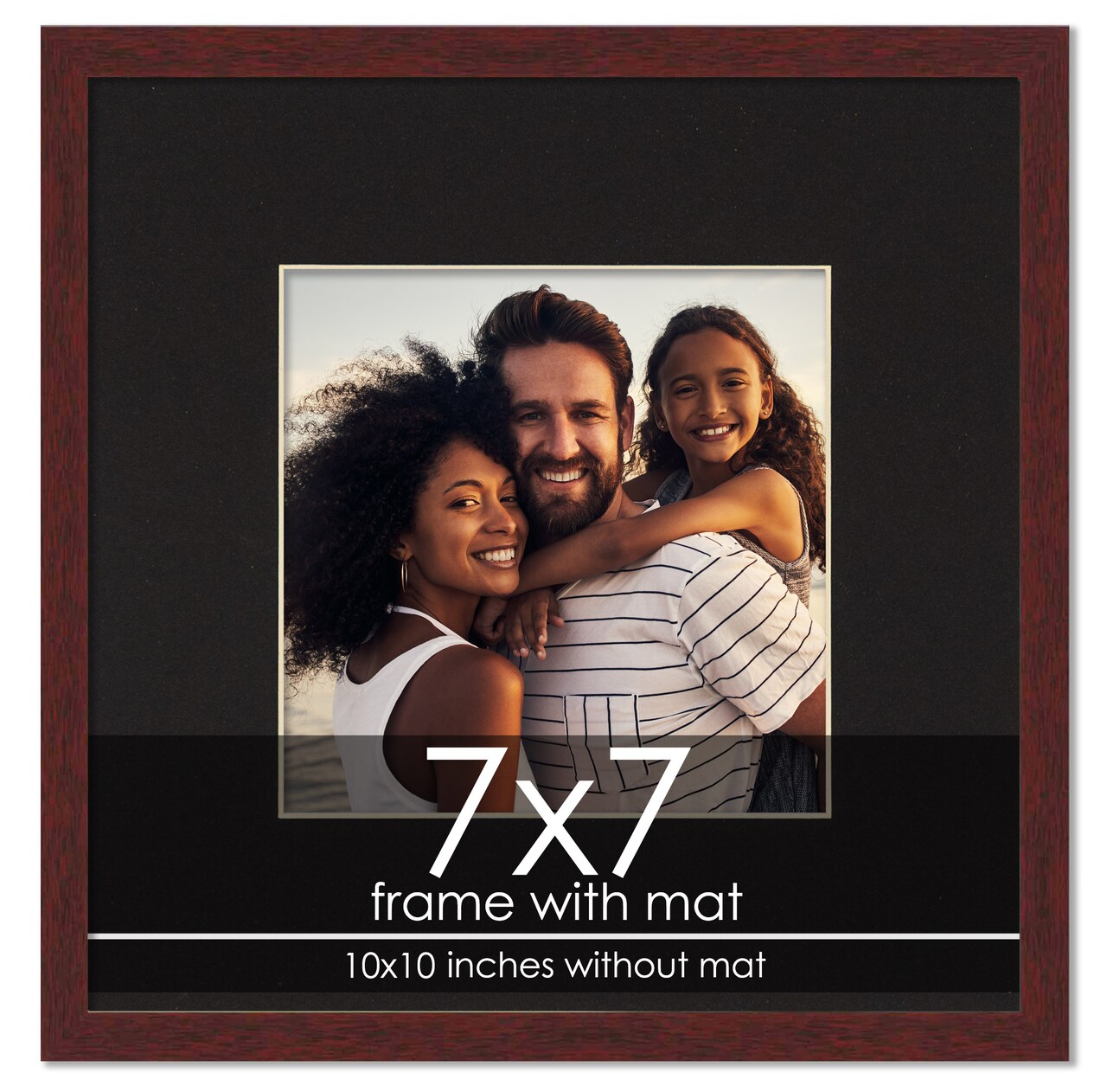 Brown Frame Wood Grain with Black Photo Mat, UV Acrylic Front, Foam Board Backing, 60 Sizes Available